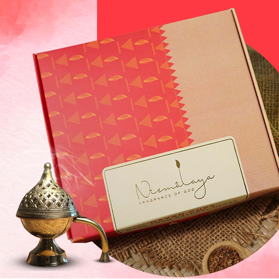 Sambrani Havan Cups and Golden Brass Dhuni Combo